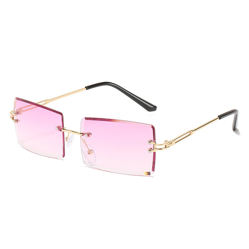 Rimless Cut Edge Square Sunglasses