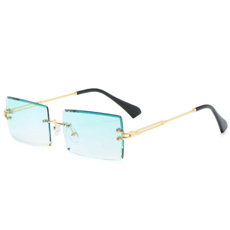 Rimless Cut Edge Square Sunglasses