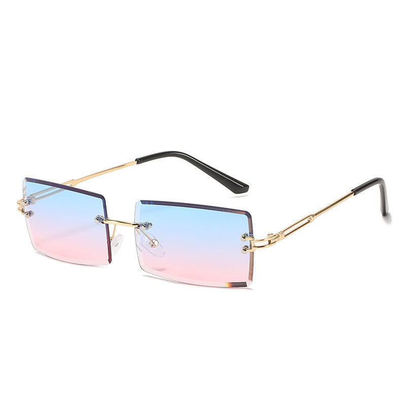 Rimless Cut Edge Square Sunglasses