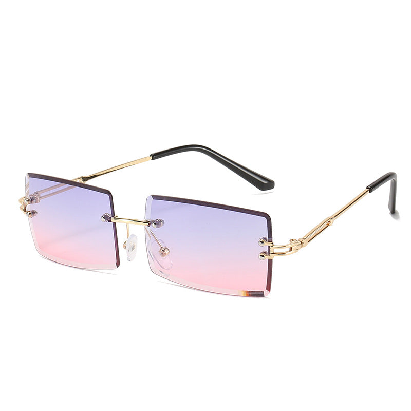 Rimless Cut Edge Square Sunglasses