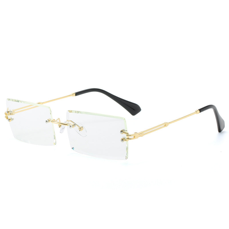 Rimless Cut Edge Square Sunglasses