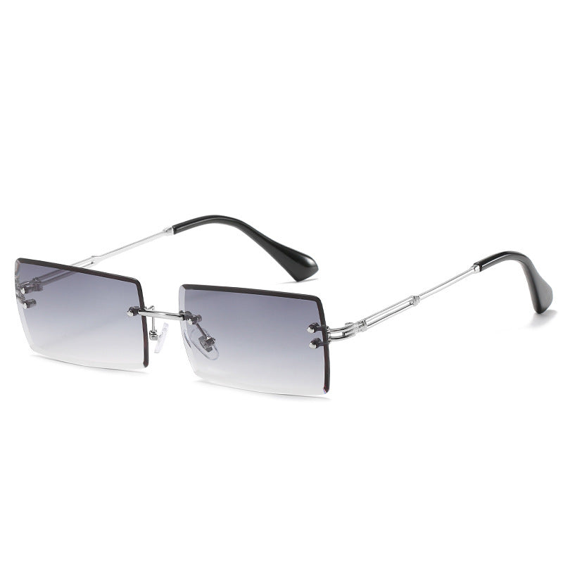 Rimless Cut Edge Square Sunglasses