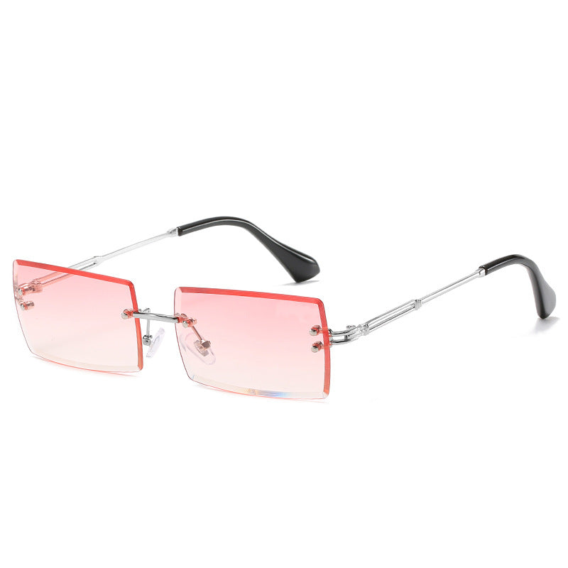 Rimless Cut Edge Square Sunglasses