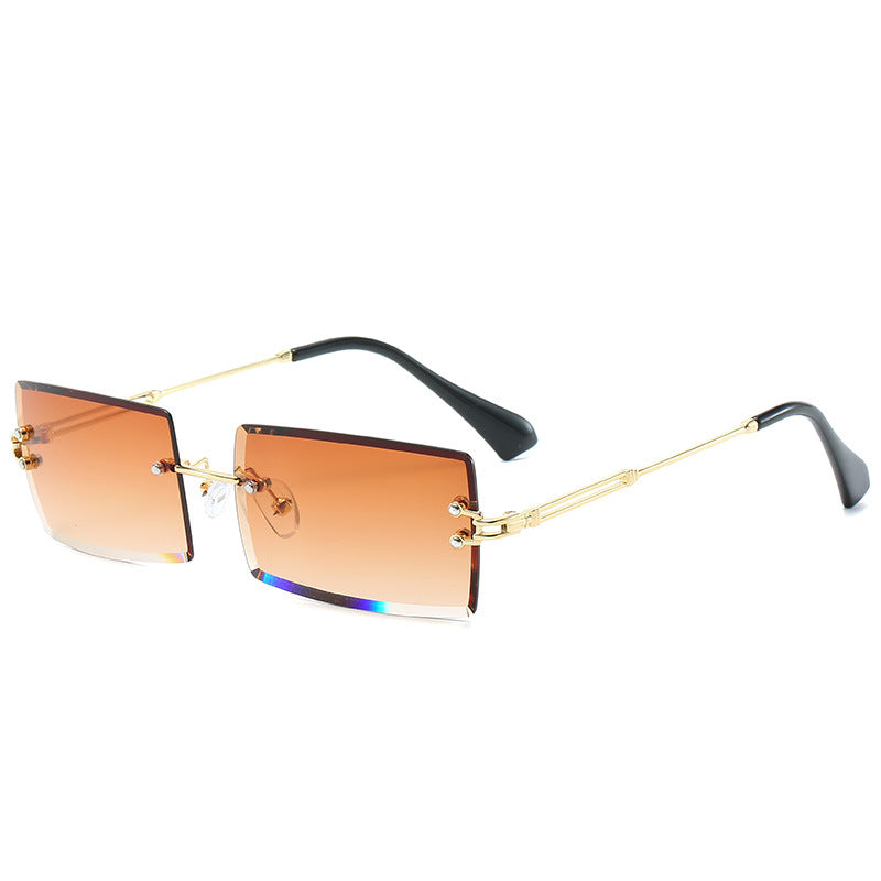 Rimless Cut Edge Square Sunglasses