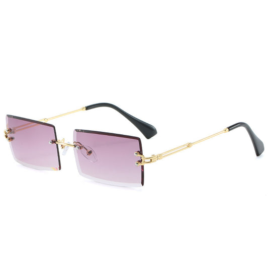 Rimless Cut Edge Square Sunglasses