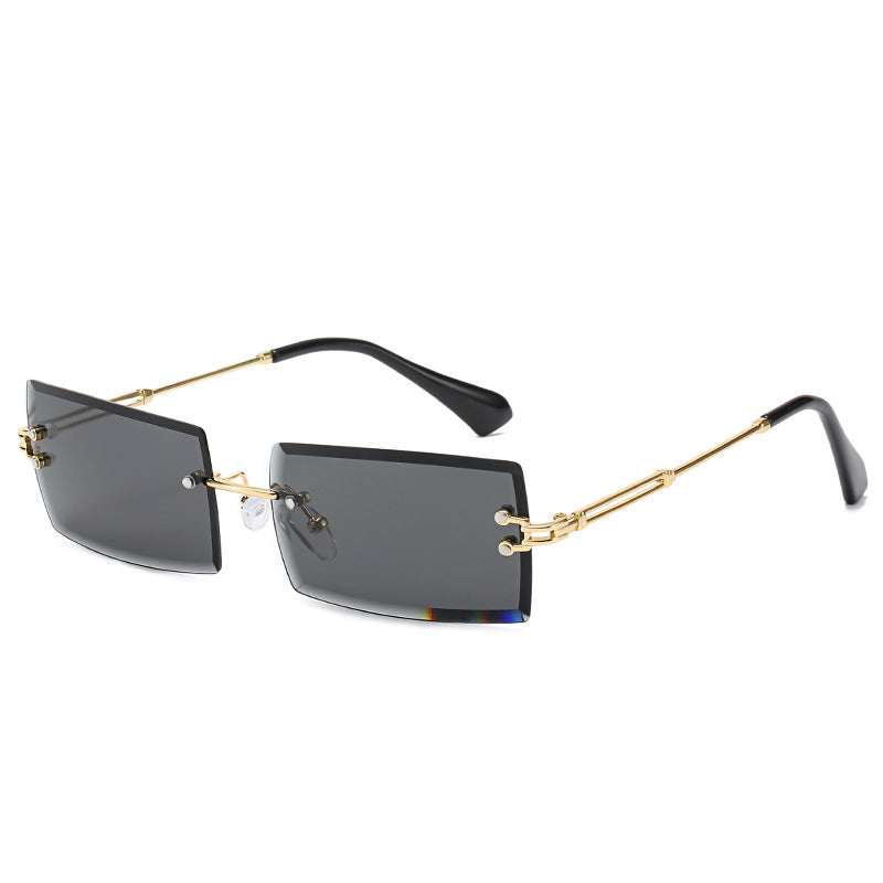 Rimless Cut Edge Square Sunglasses