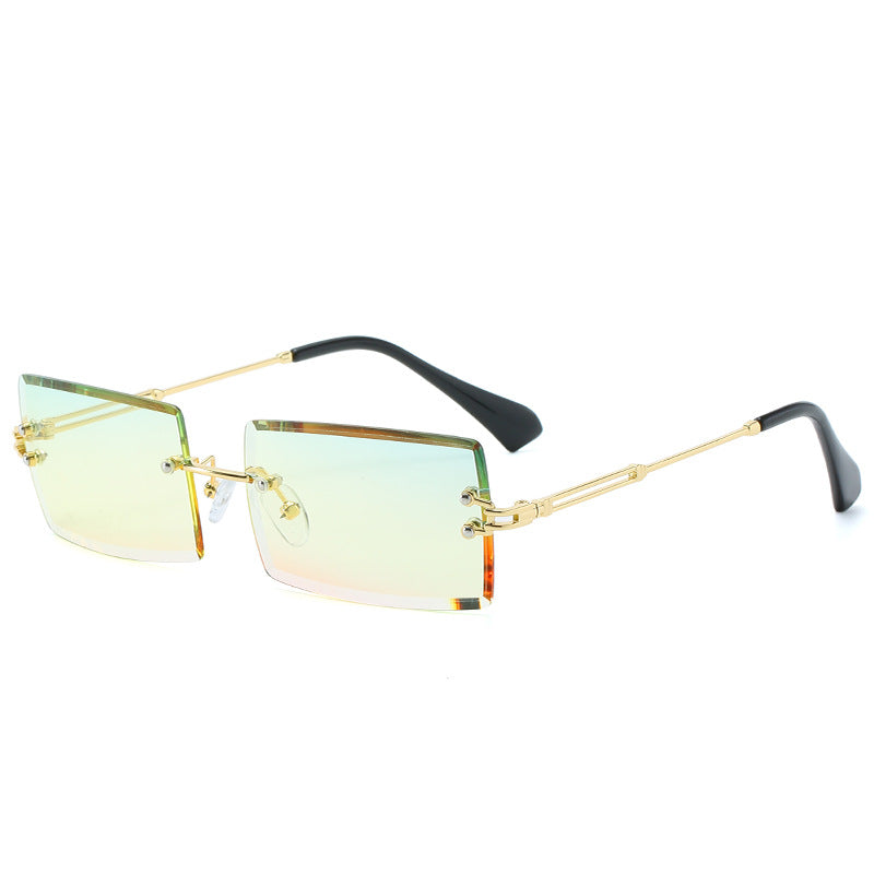 Rimless Cut Edge Square Sunglasses