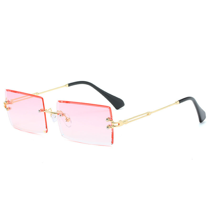 Rimless Cut Edge Square Sunglasses