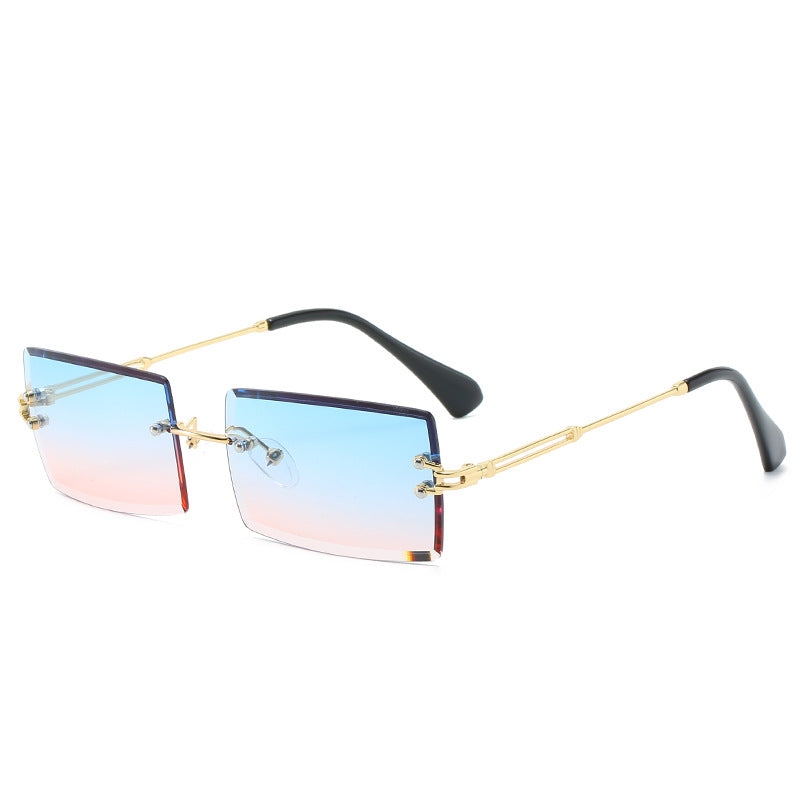 Rimless Cut Edge Square Sunglasses