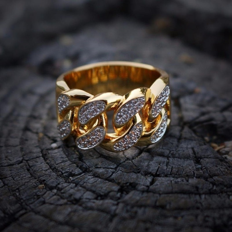 Gold Plated Diamond Men's creative ring