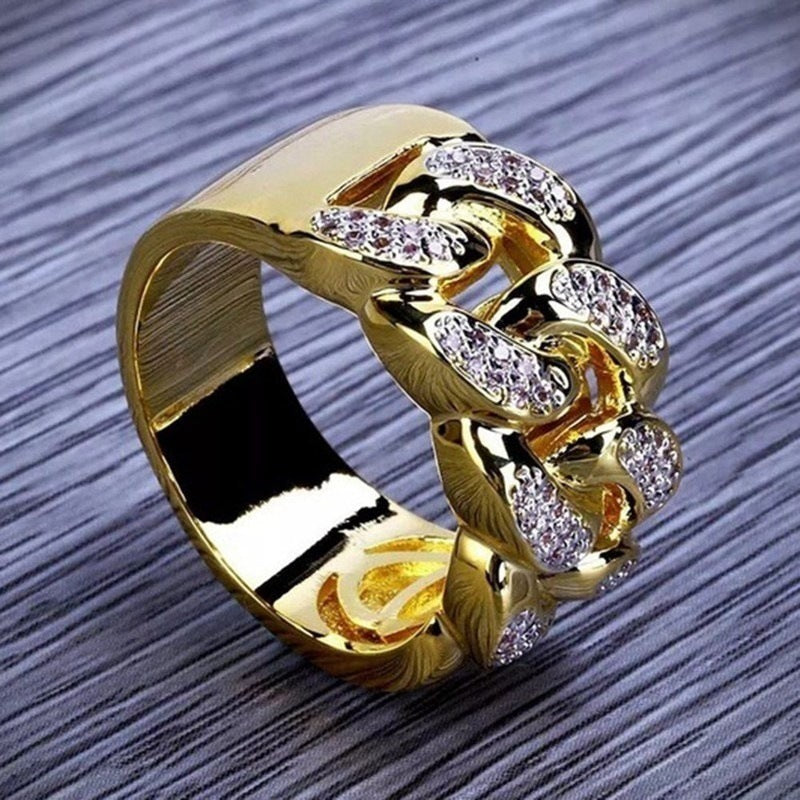 Gold Plated Diamond Men's creative ring