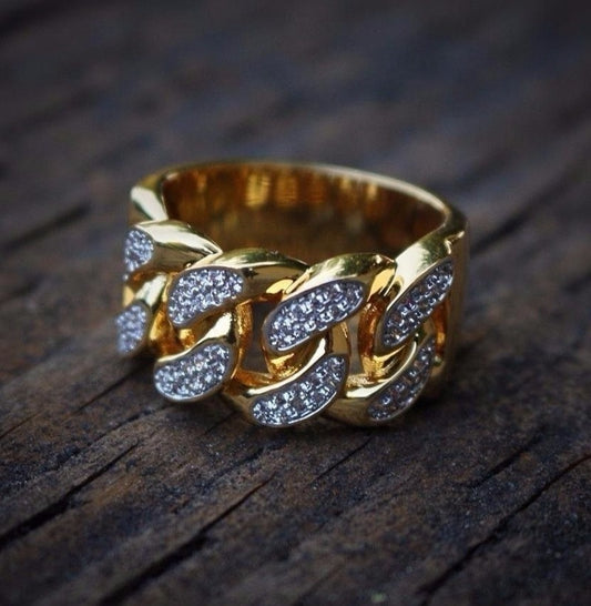 Gold Plated Diamond Men's creative ring