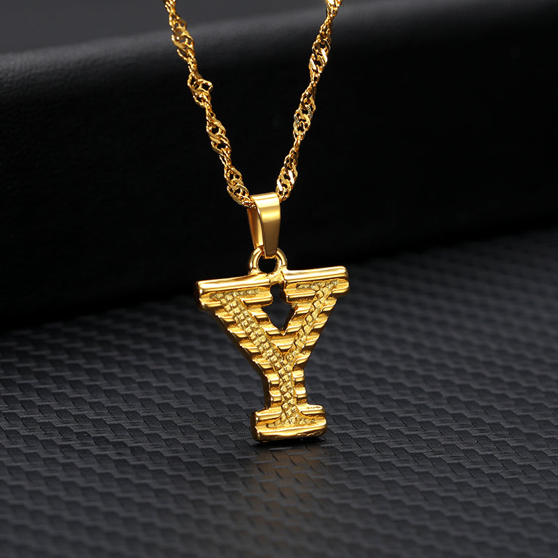 26 letters gold-plated pendant necklace