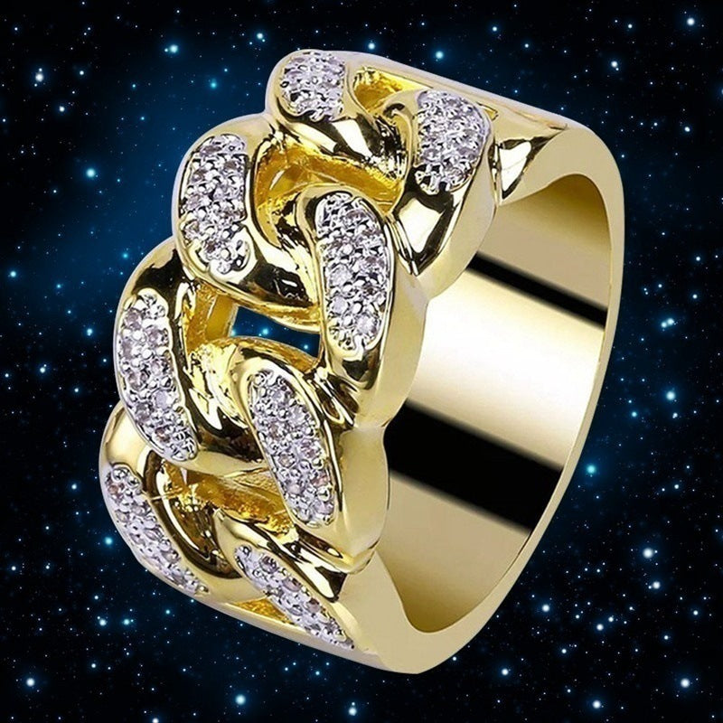 Gold Plated Diamond Men's creative ring