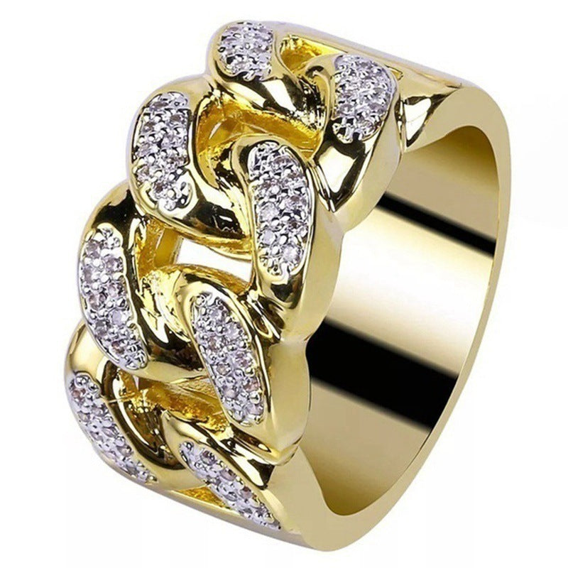 Gold Plated Diamond Men's creative ring