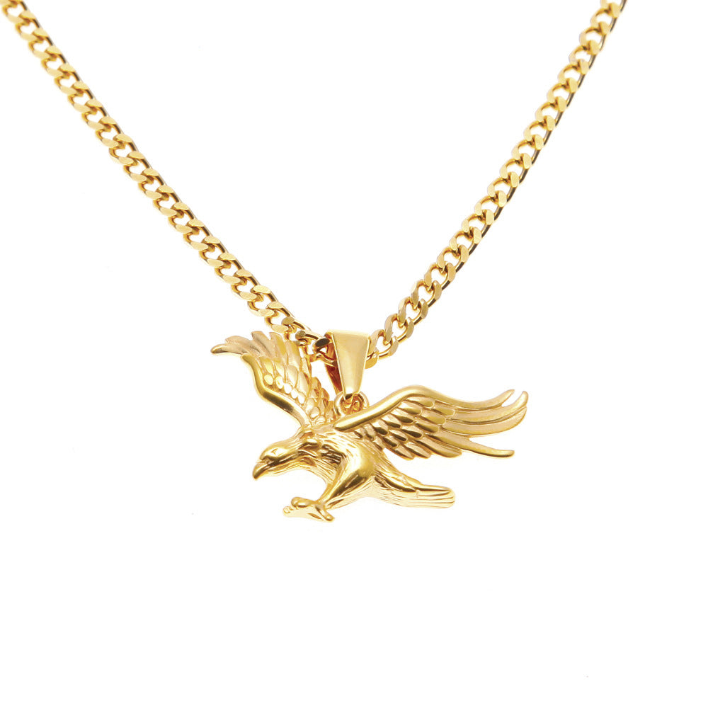 Men's Stainless Steel Vacuum Gold Plated Eagle Pendant