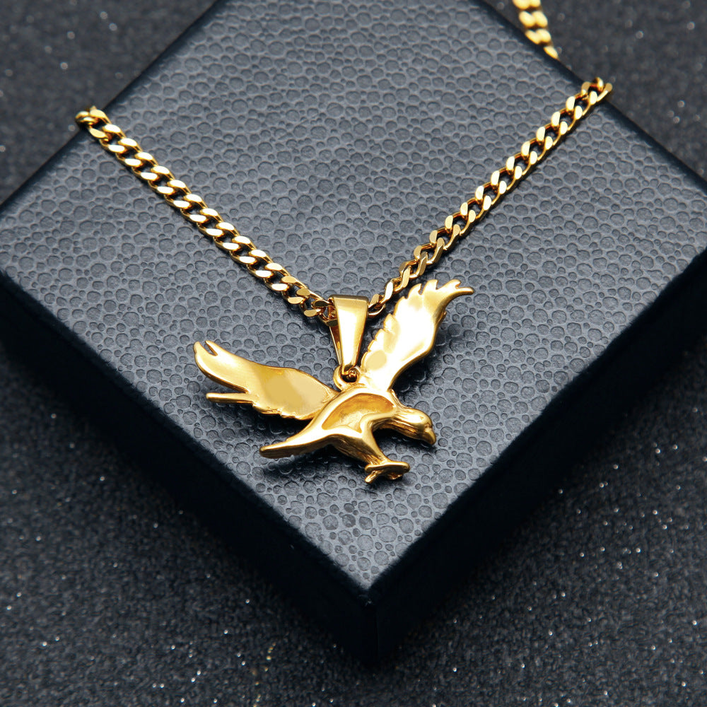 Men's Stainless Steel Vacuum Gold Plated Eagle Pendant