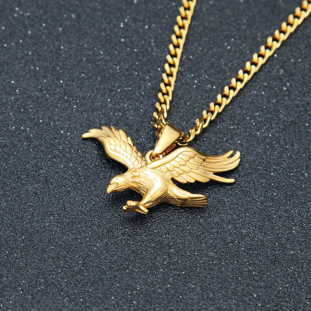 Men's Stainless Steel Vacuum Gold Plated Eagle Pendant