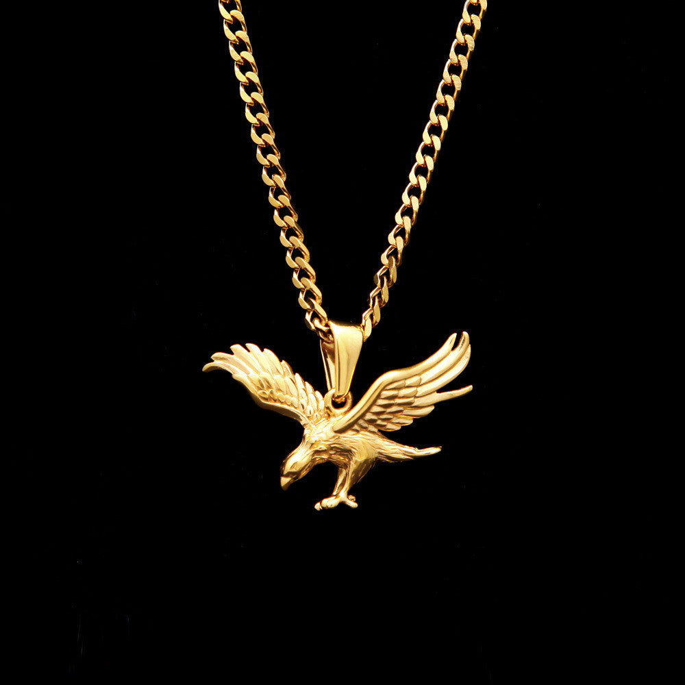 Men's Stainless Steel Vacuum Gold Plated Eagle Pendant